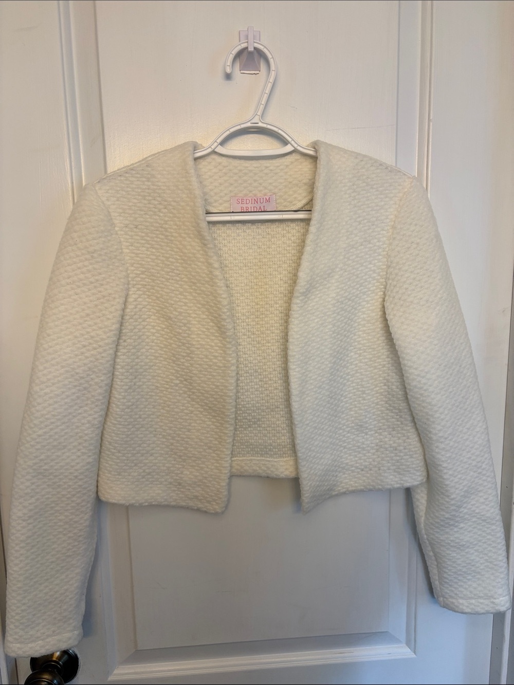 White/Ivory Textured Bolero Jacket